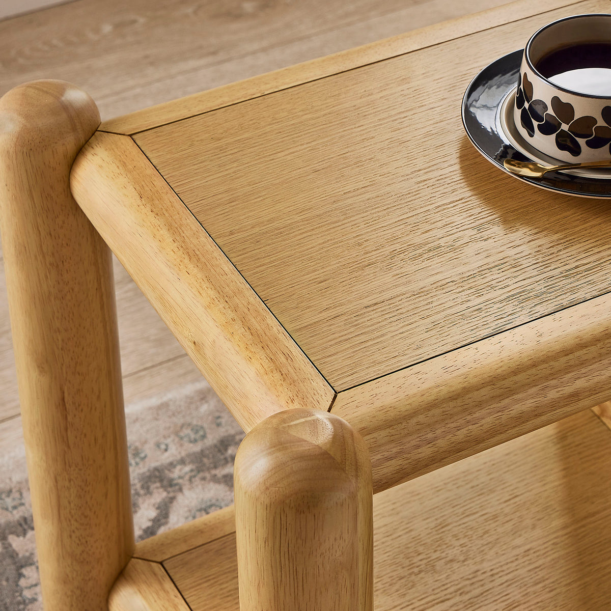 Arcus Rectangular 2-Tier Side Table - Oak