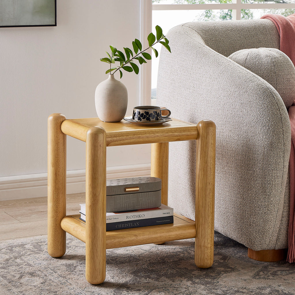 Arcus Rectangular 2-Tier Side Table - Oak