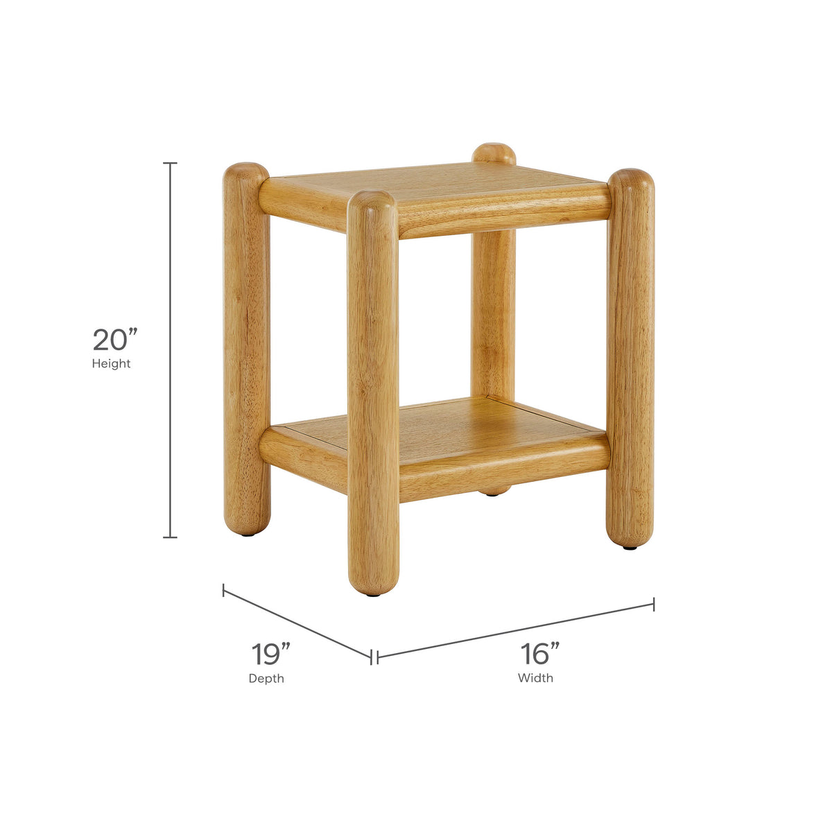 Arcus Rectangular 2-Tier Side Table - Oak