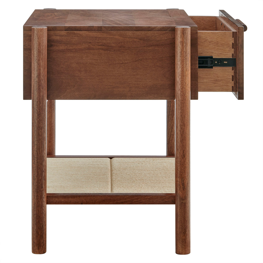 Oswin 1-Drawer Wood Nightstand - Walnut