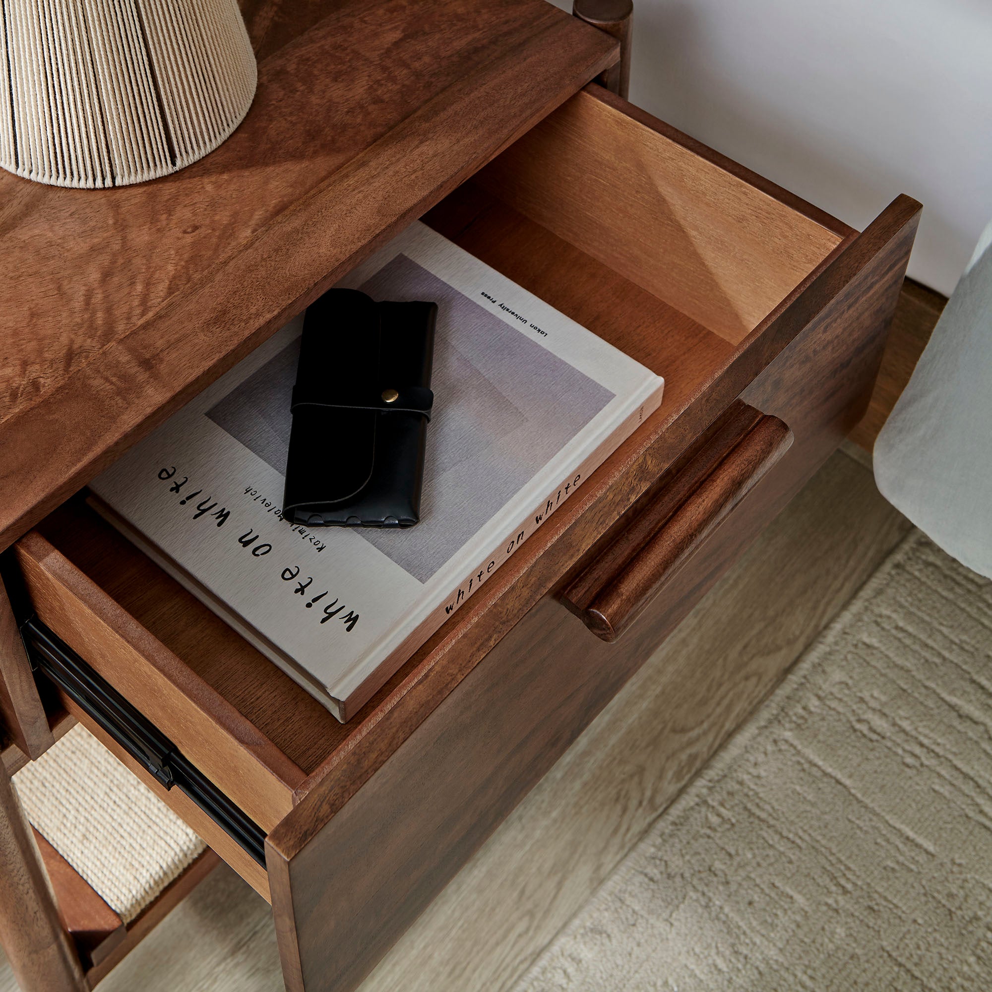 Oswin 1-Drawer Wood Nightstand - Walnut
