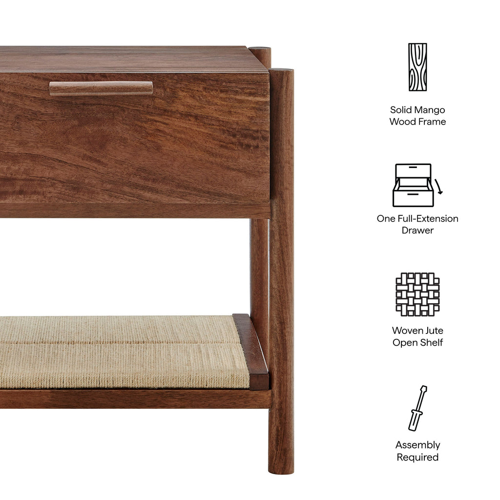 Oswin 1-Drawer Wood Nightstand - Walnut