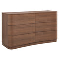 Mirae 6-Drawer Curved Dresser - Brushed Brown Oak