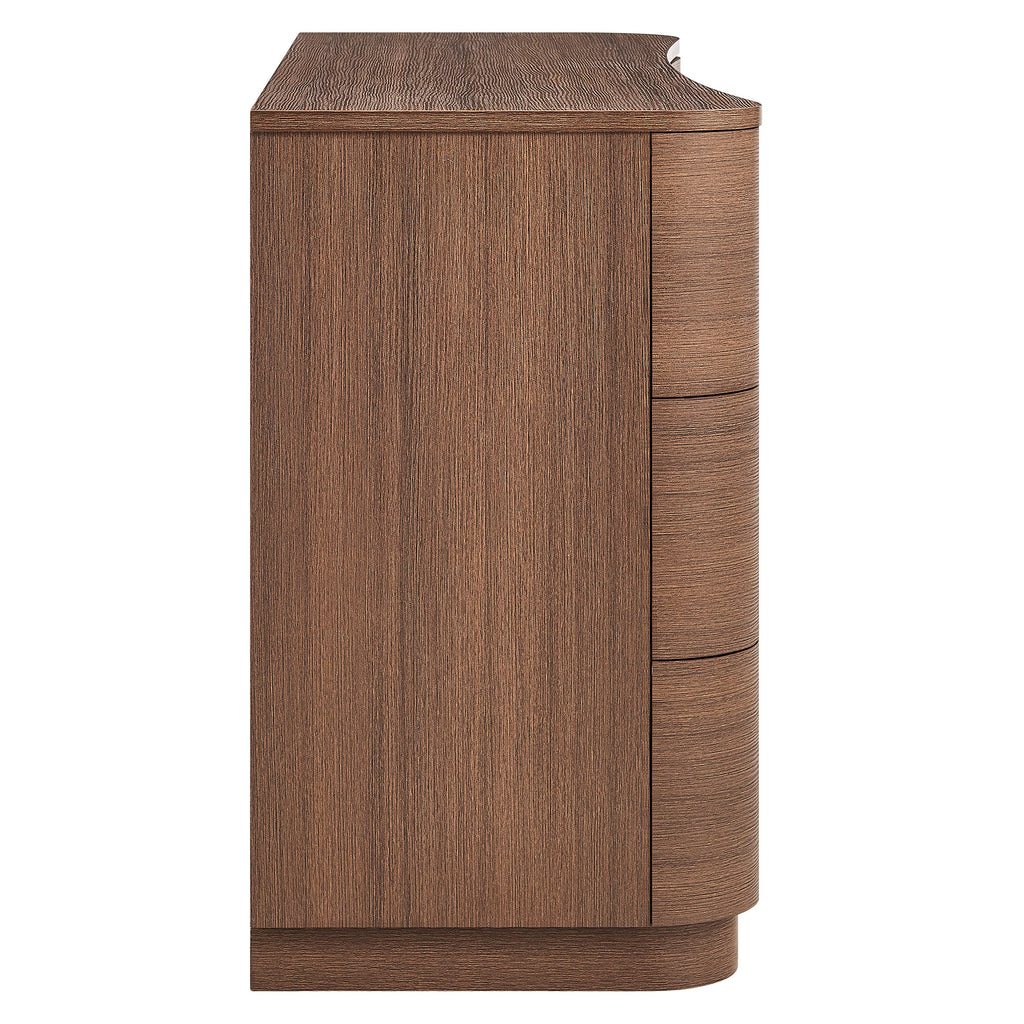 Mirae 6-Drawer Curved Dresser - Brushed Brown Oak