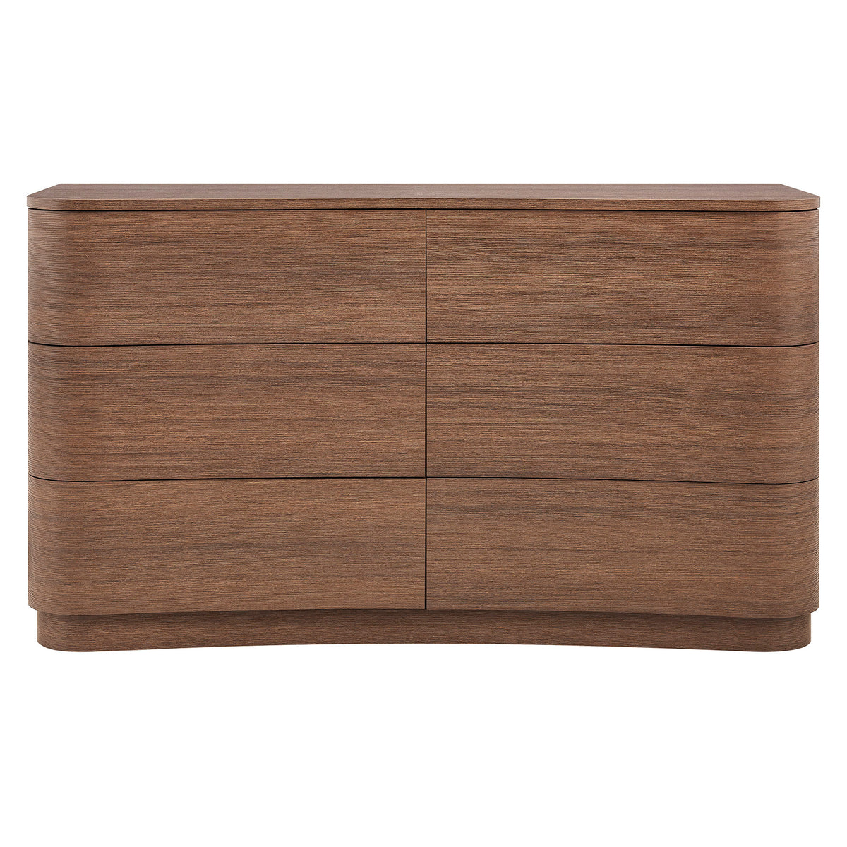 Mirae 6-Drawer Curved Dresser - Brushed Brown Oak