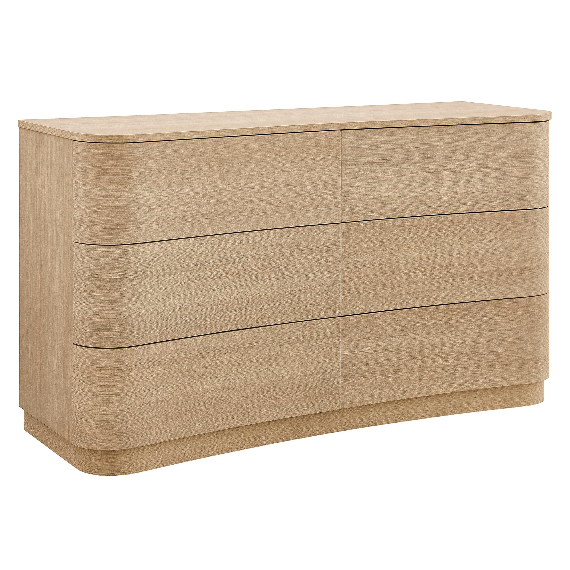 Mirae 6-Drawer Curved Dresser - Brushed Light Oak