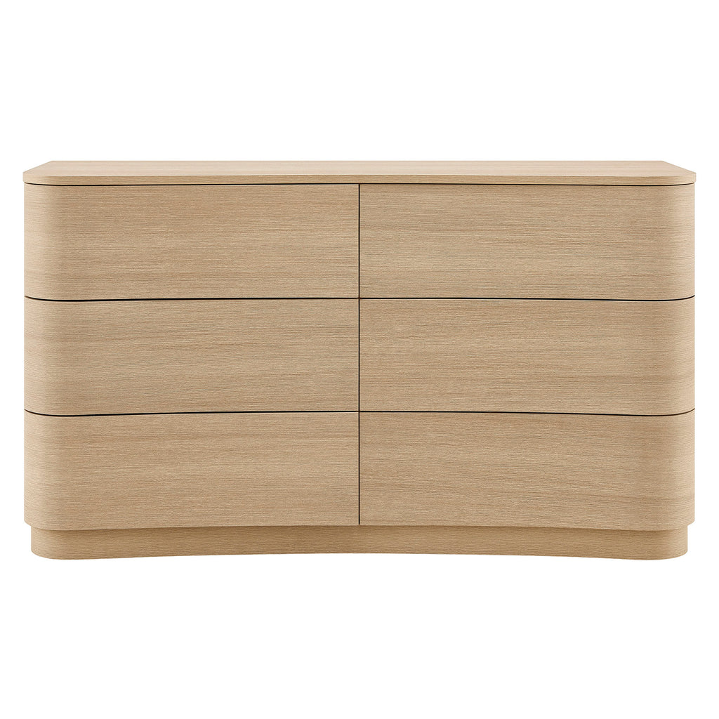 Mirae 6-Drawer Curved Dresser - Brushed Light Oak