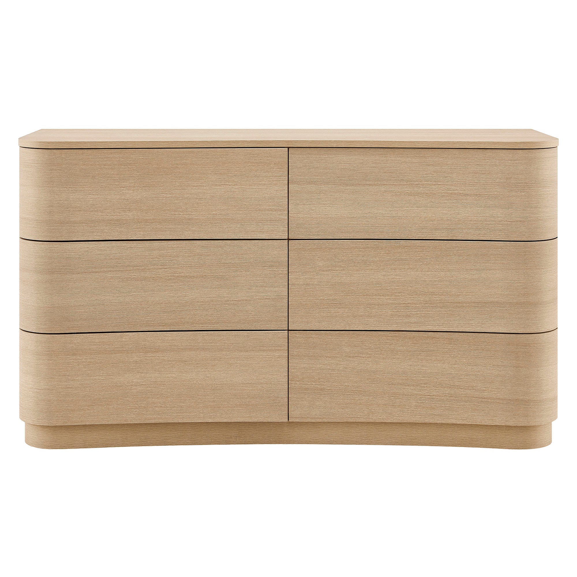 Mirae 6-Drawer Curved Dresser - Brushed Light Oak