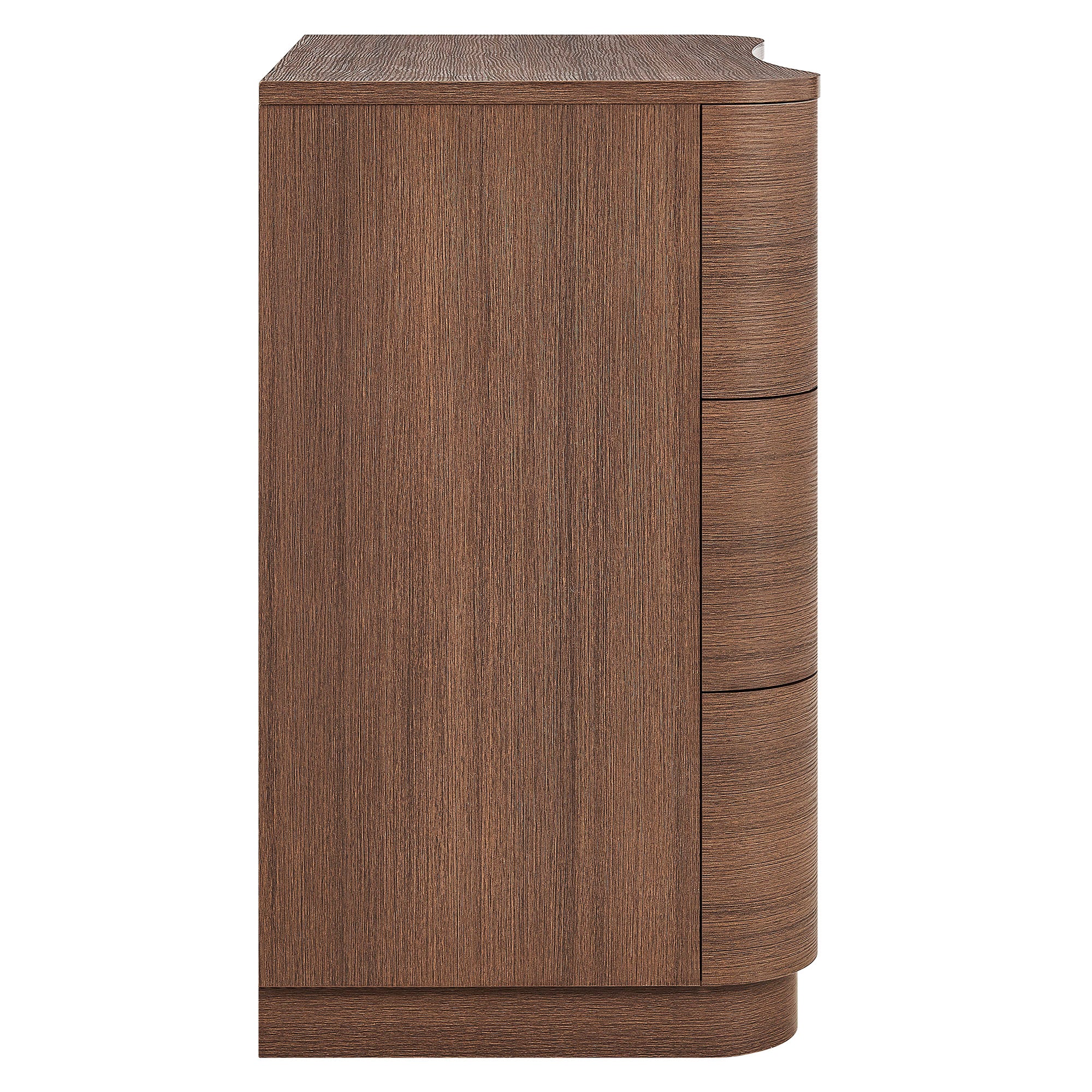 Mirae 3-Drawer Curved Compact Dresser - Brushed Brown Oak