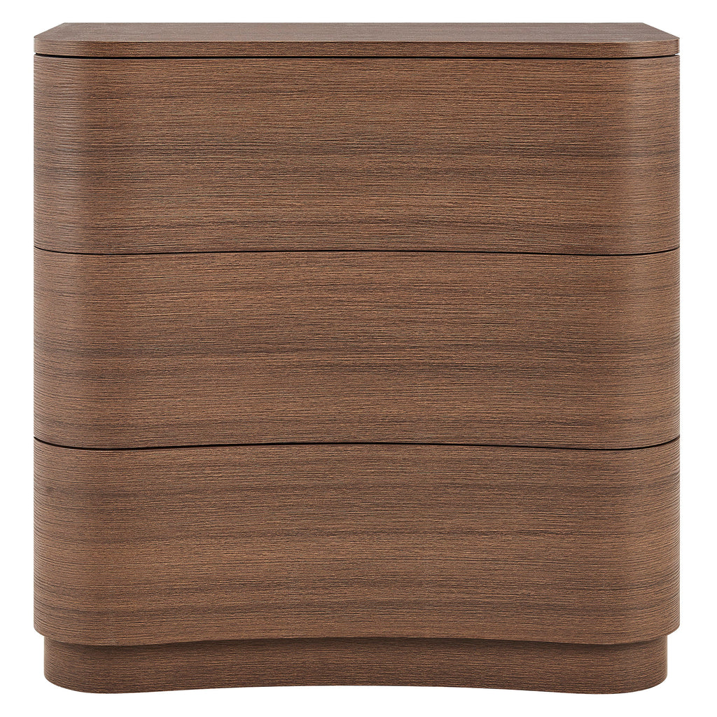 Mirae 3-Drawer Curved Compact Dresser - Brushed Brown Oak