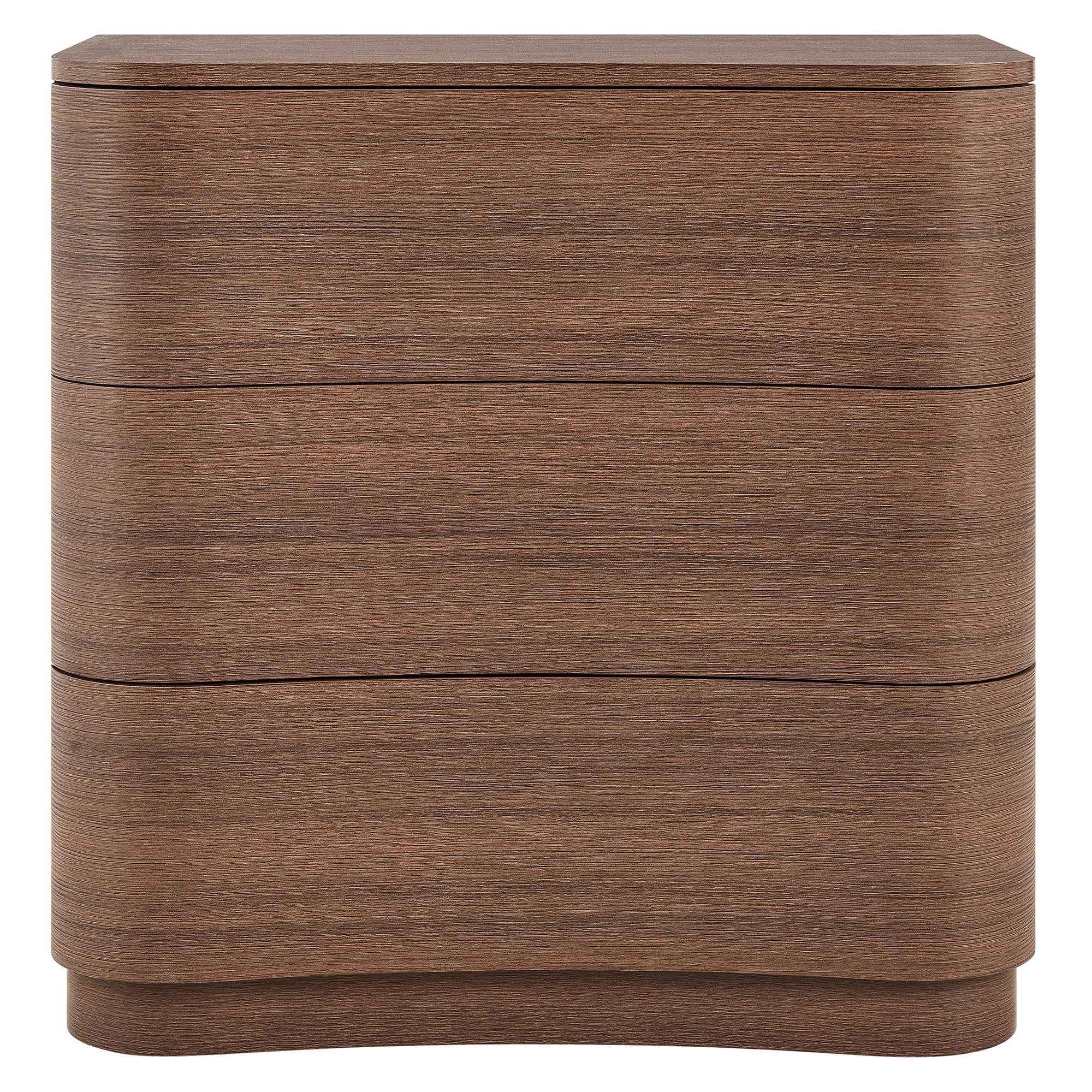 Mirae 3-Drawer Curved Compact Dresser - Brushed Brown Oak