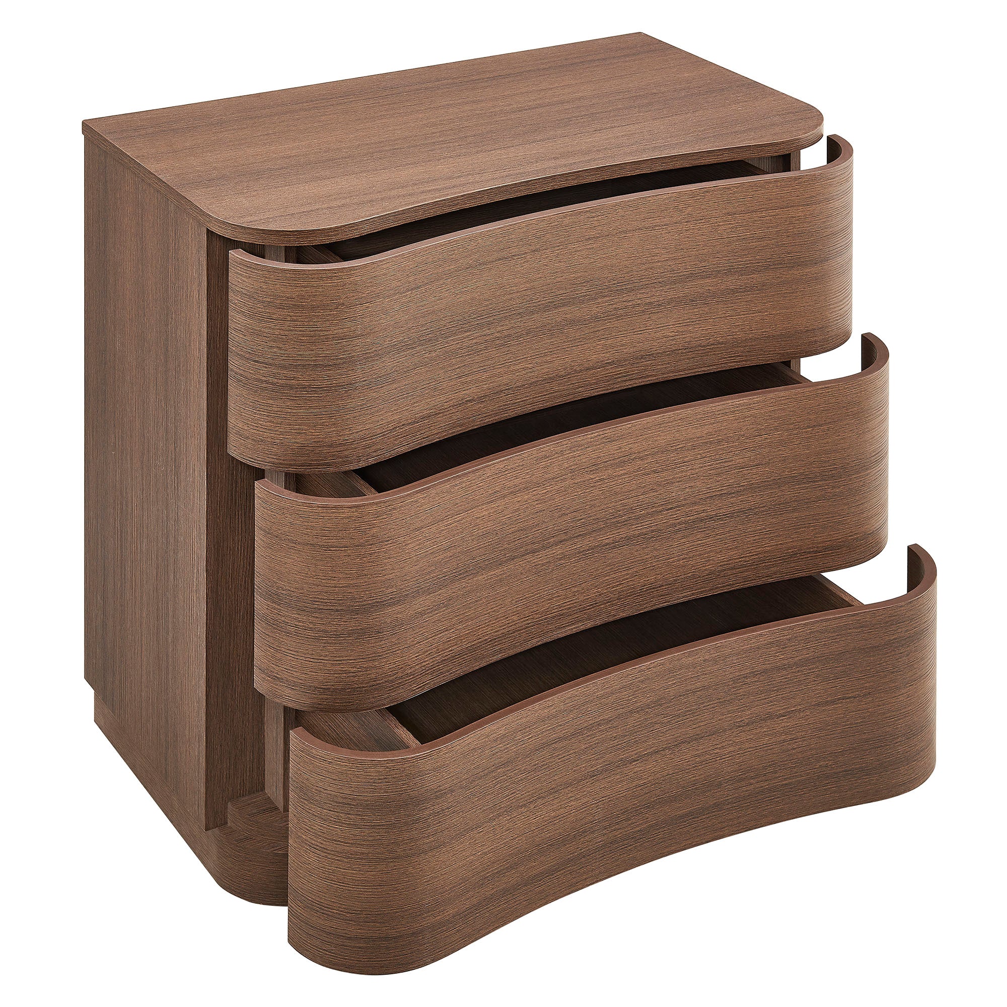 Mirae 3-Drawer Curved Compact Dresser - Brushed Brown Oak