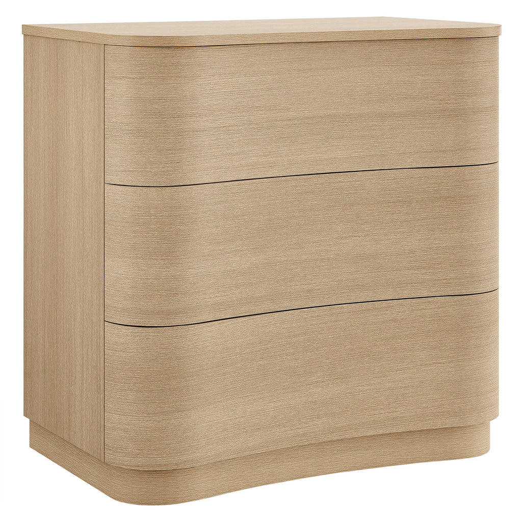Mirae 3-Drawer Curved Compact Dresser - Brushed Light Oak
