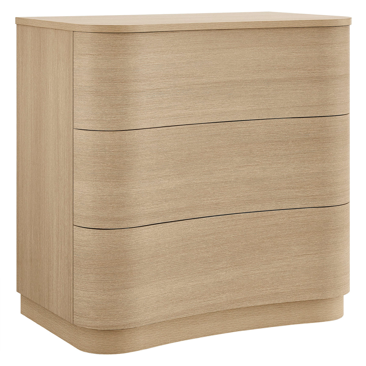 Mirae 3-Drawer Curved Compact Dresser - Brushed Light Oak