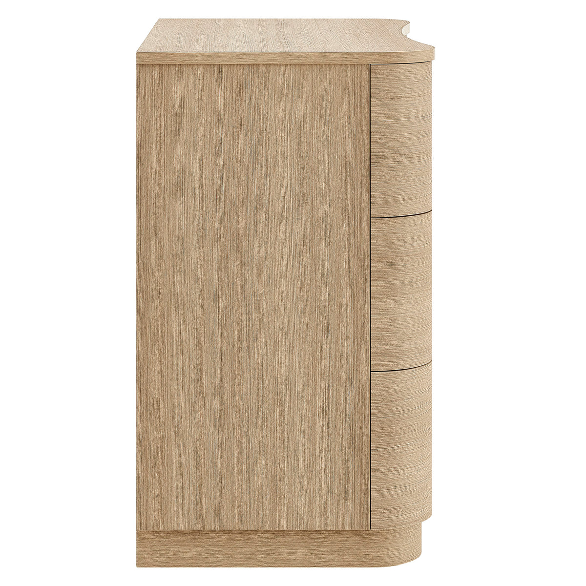 Mirae 3-Drawer Curved Compact Dresser - Brushed Light Oak