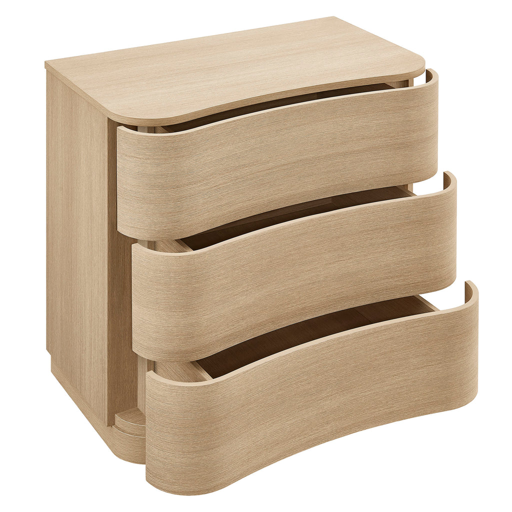 Mirae 3-Drawer Curved Compact Dresser - Brushed Light Oak