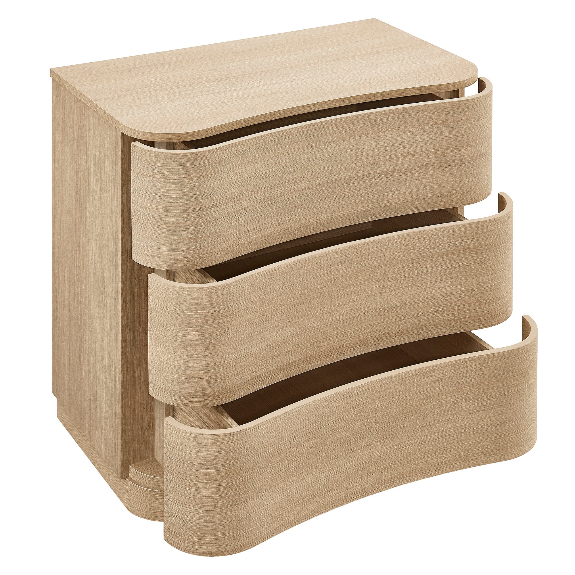 Mirae 3-Drawer Curved Compact Dresser - Brushed Light Oak