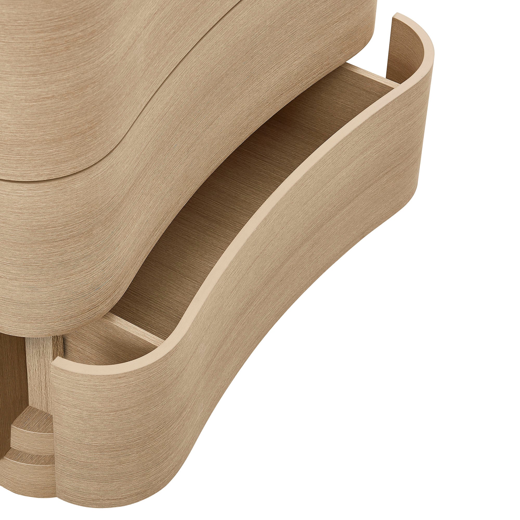 Mirae 3-Drawer Curved Compact Dresser - Brushed Light Oak