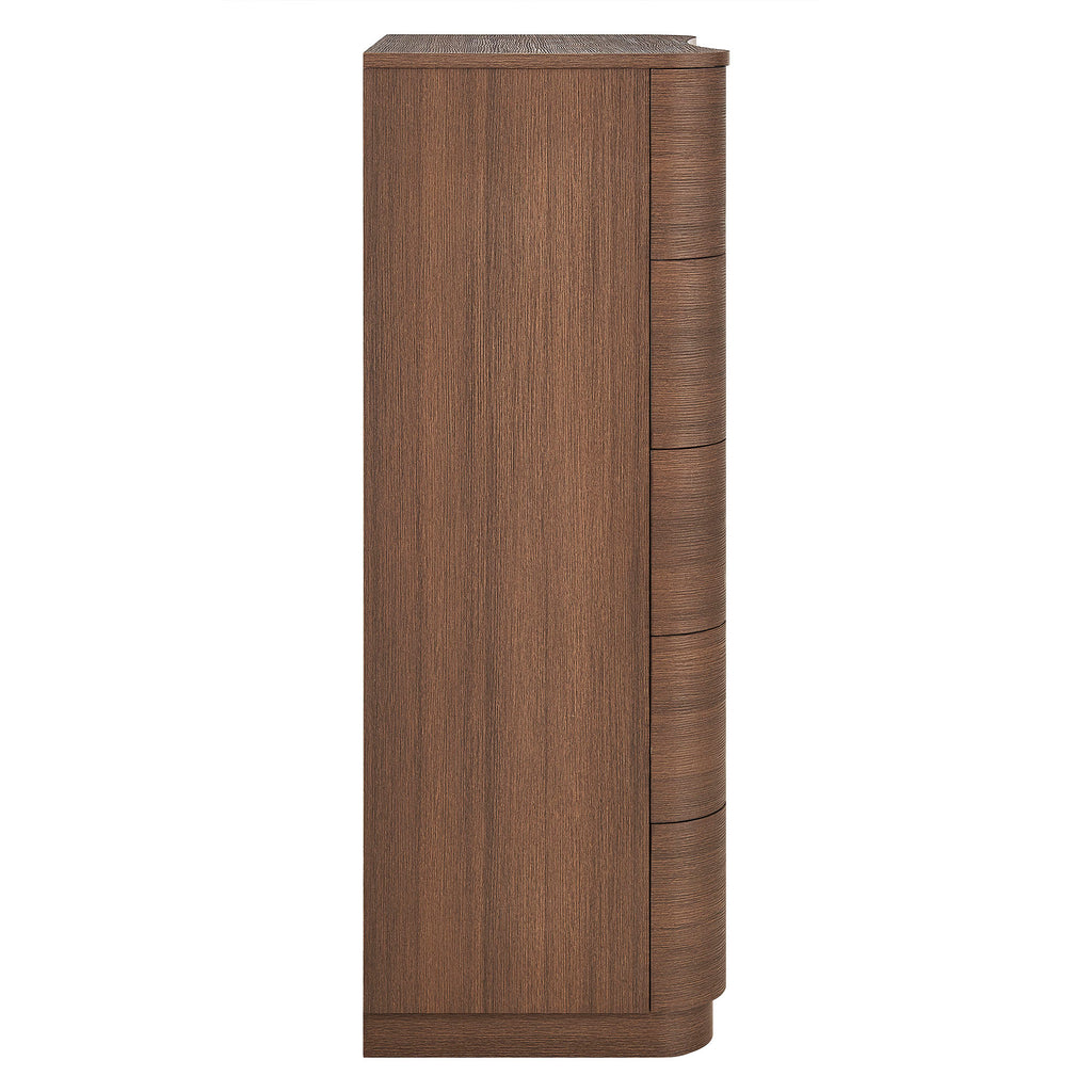 Mirae 5-Drawer Curved Dresser Chest of Drawers - Brushed Brown Oak