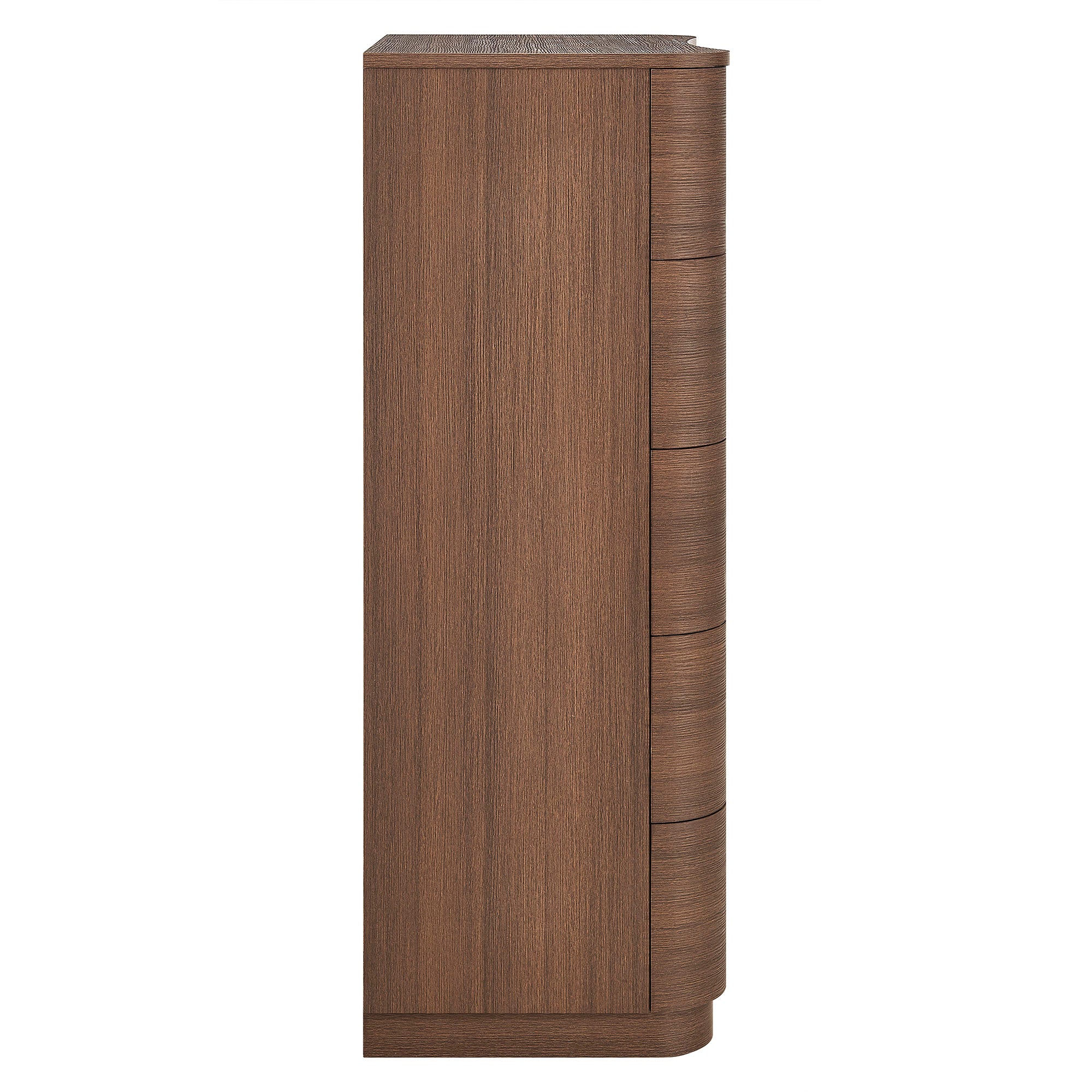 Mirae 5-Drawer Curved Dresser Chest of Drawers - Brushed Brown Oak