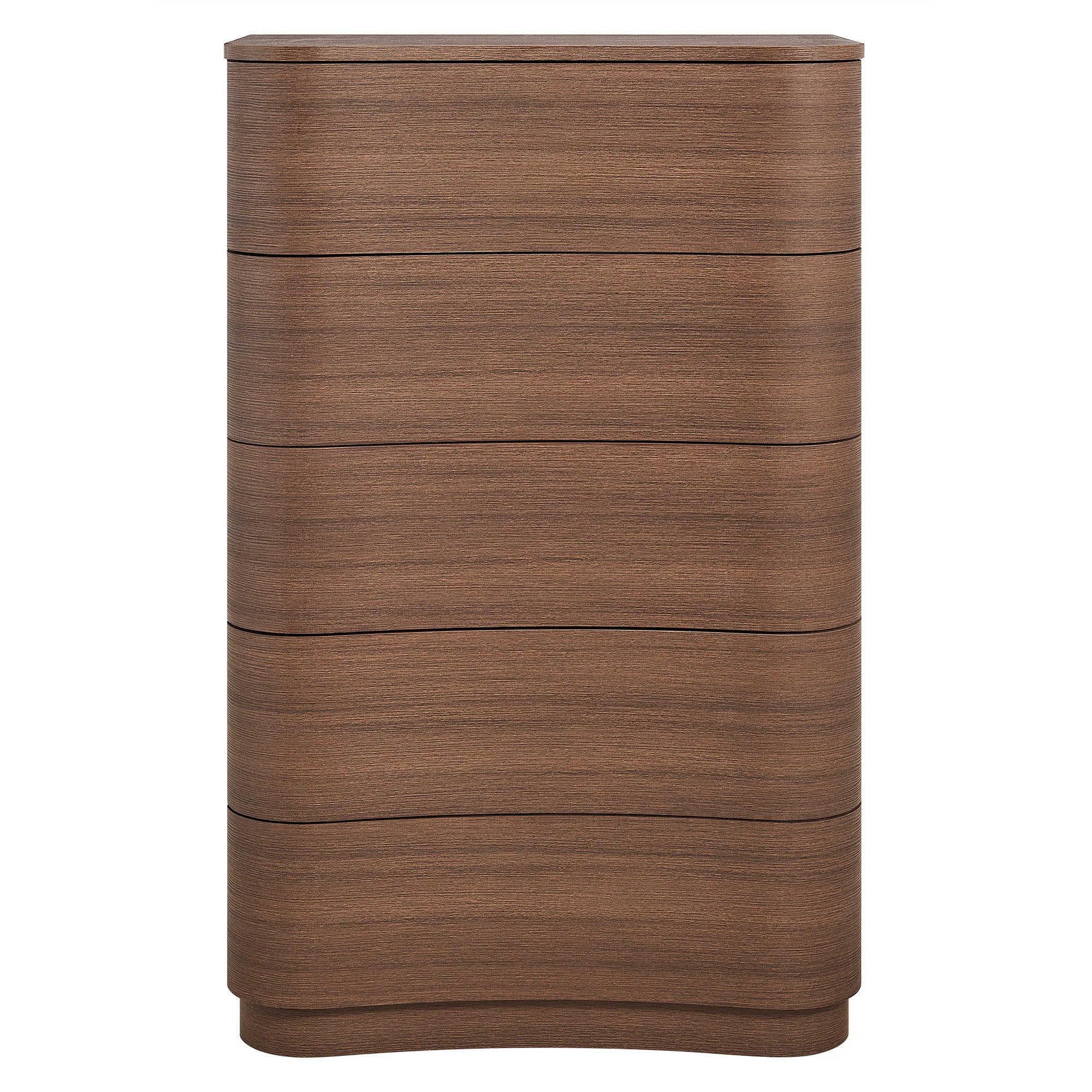 Mirae 5-Drawer Curved Dresser Chest of Drawers - Brushed Brown Oak
