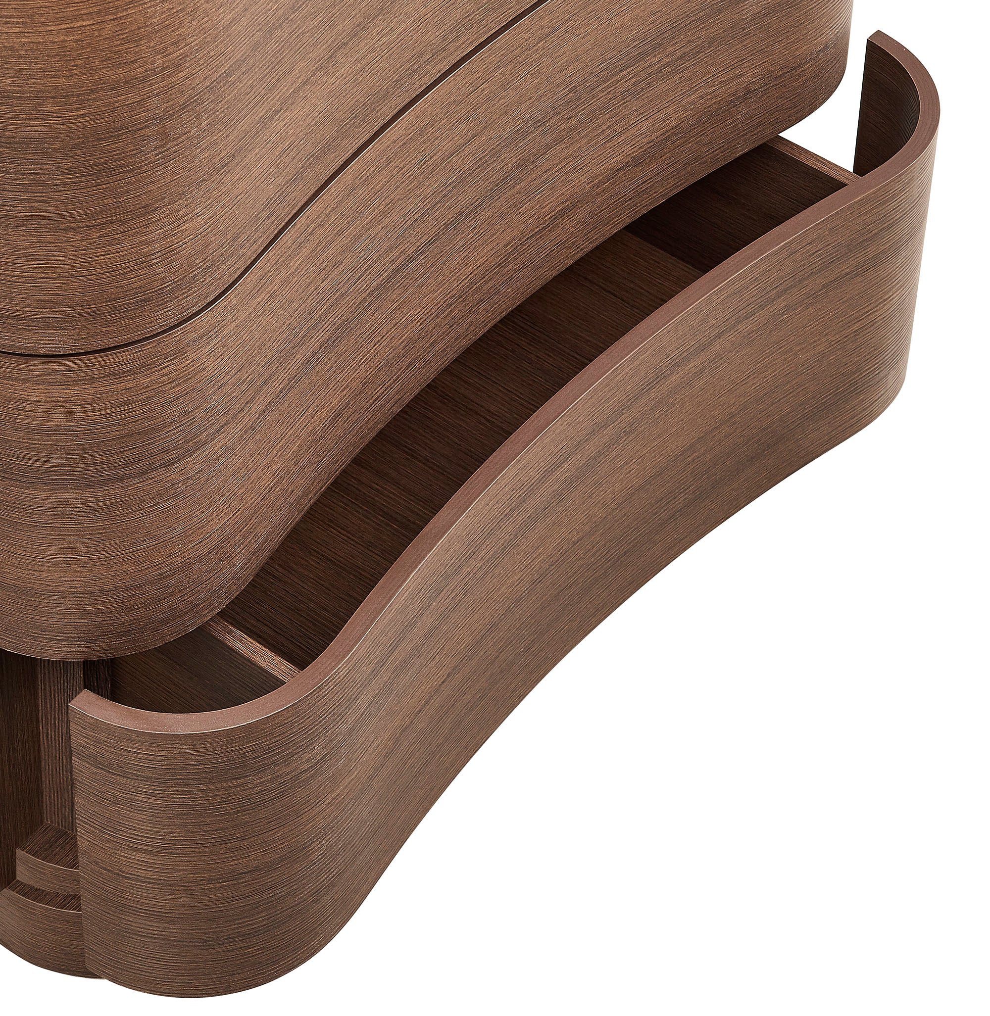 Mirae 5-Drawer Curved Dresser Chest of Drawers - Brushed Brown Oak
