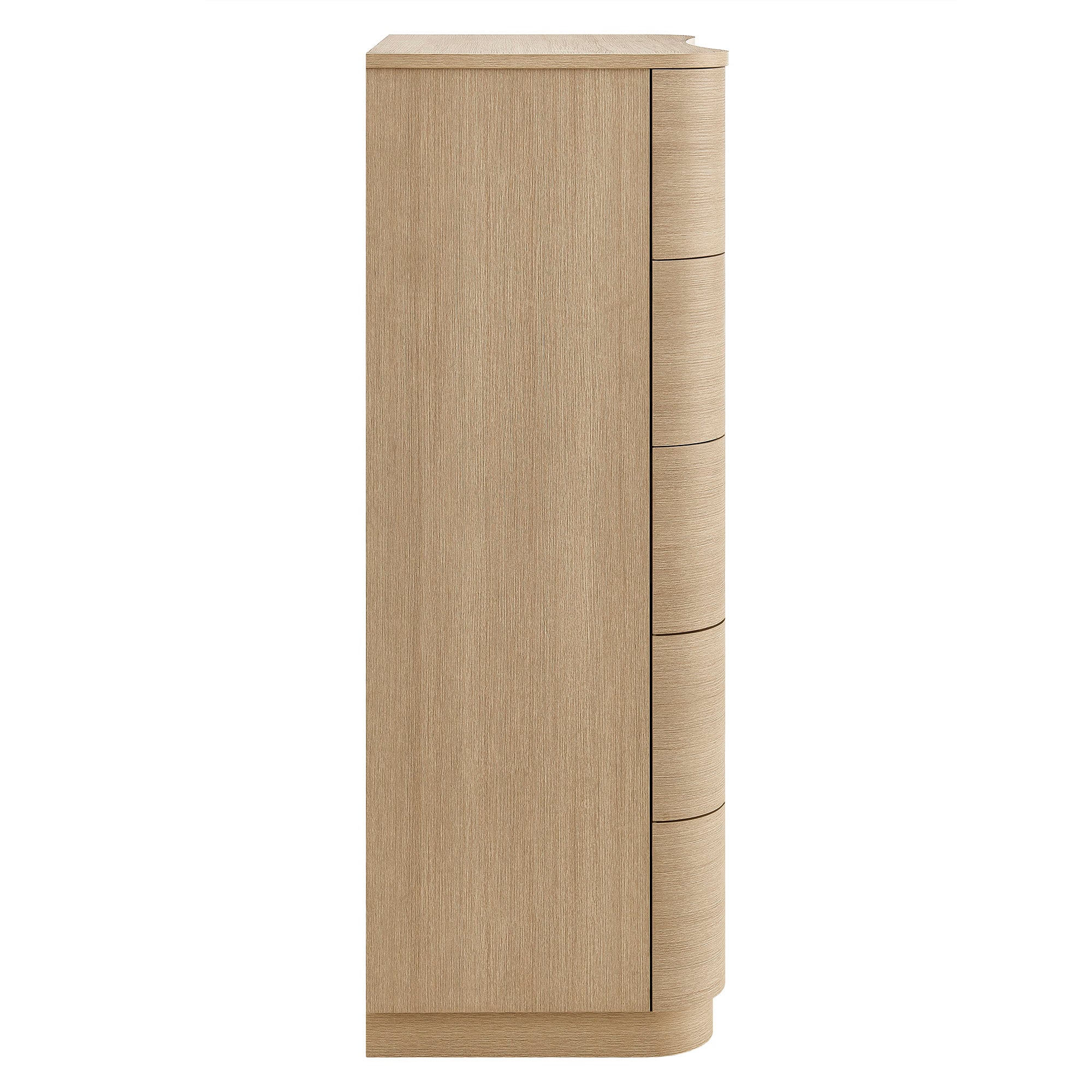 Mirae 5-Drawer Curved Dresser Chest of Drawers - Brush Light Oak