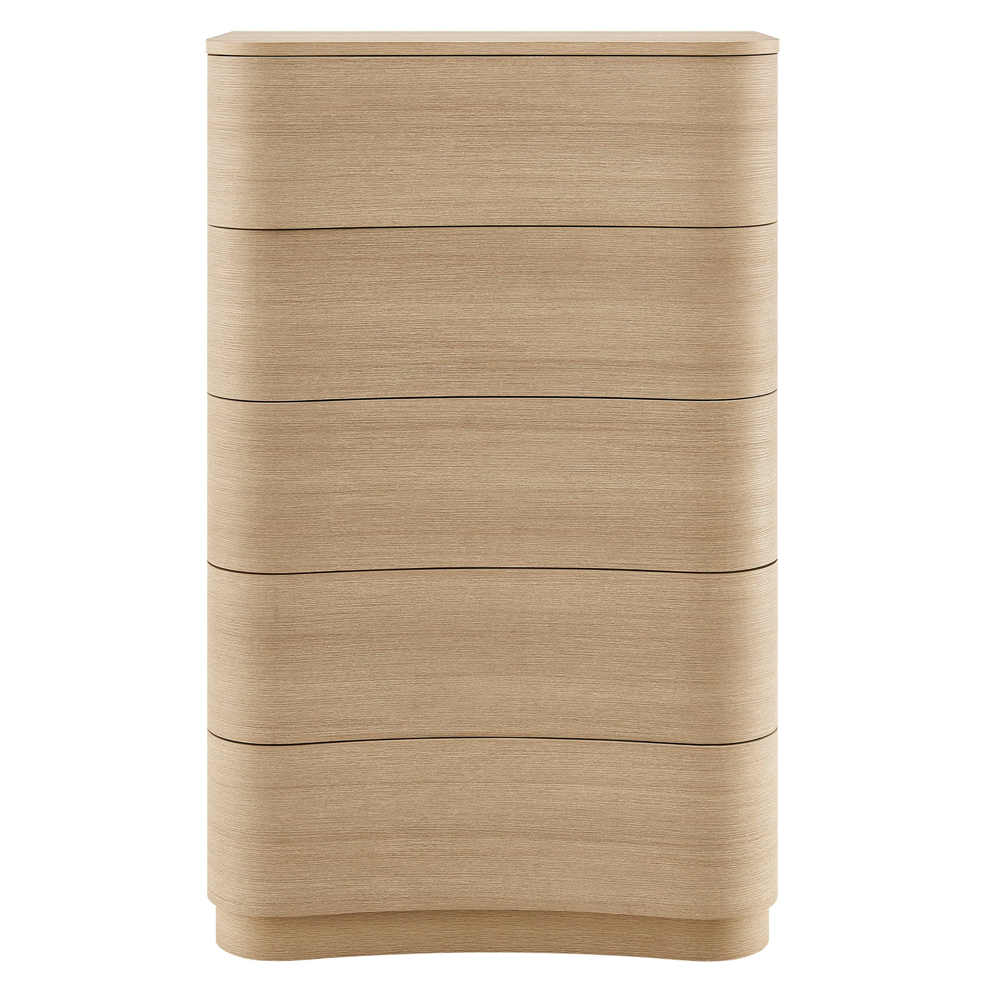 Mirae 5-Drawer Curved Dresser Chest of Drawers - Brush Light Oak