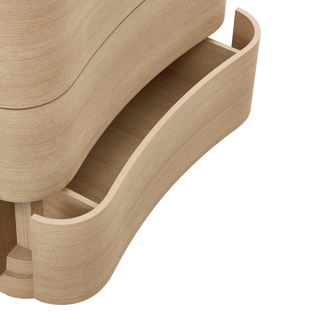 Mirae 5-Drawer Curved Dresser Chest of Drawers - Brush Light Oak