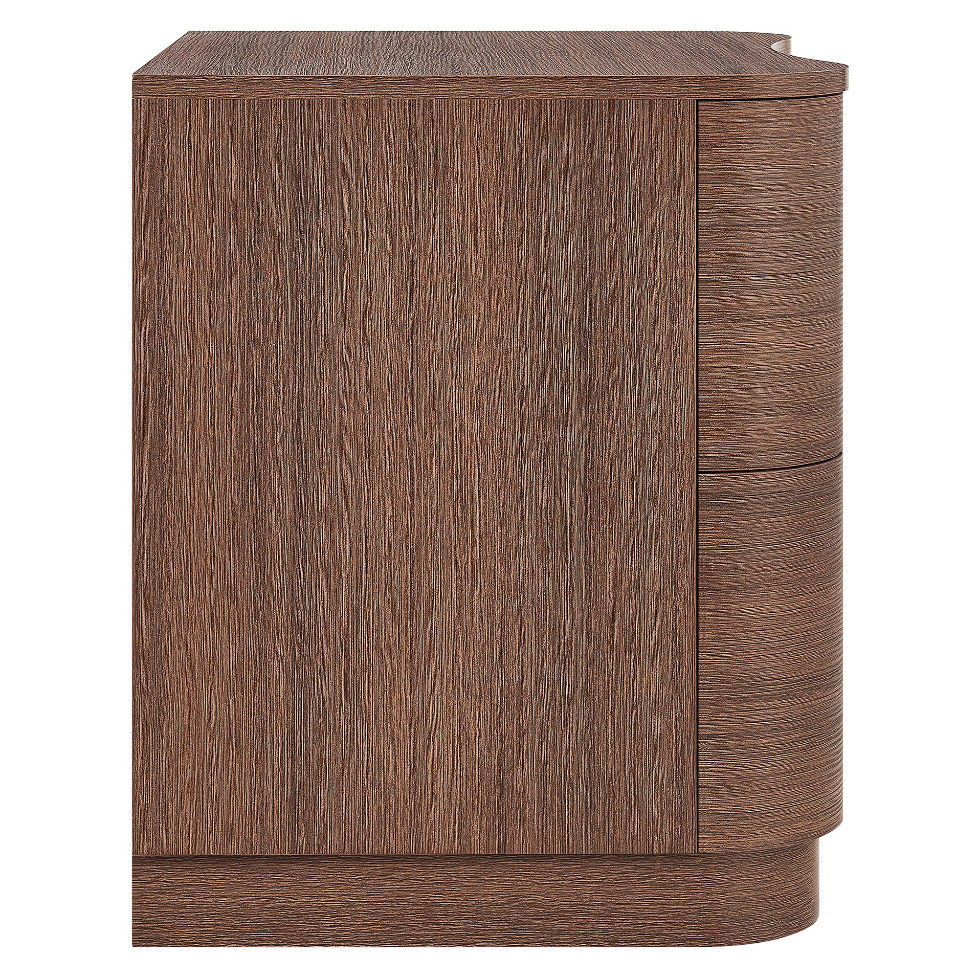 Mirae 2-Drawer Curved Nightstand - Brushed Brown Oak