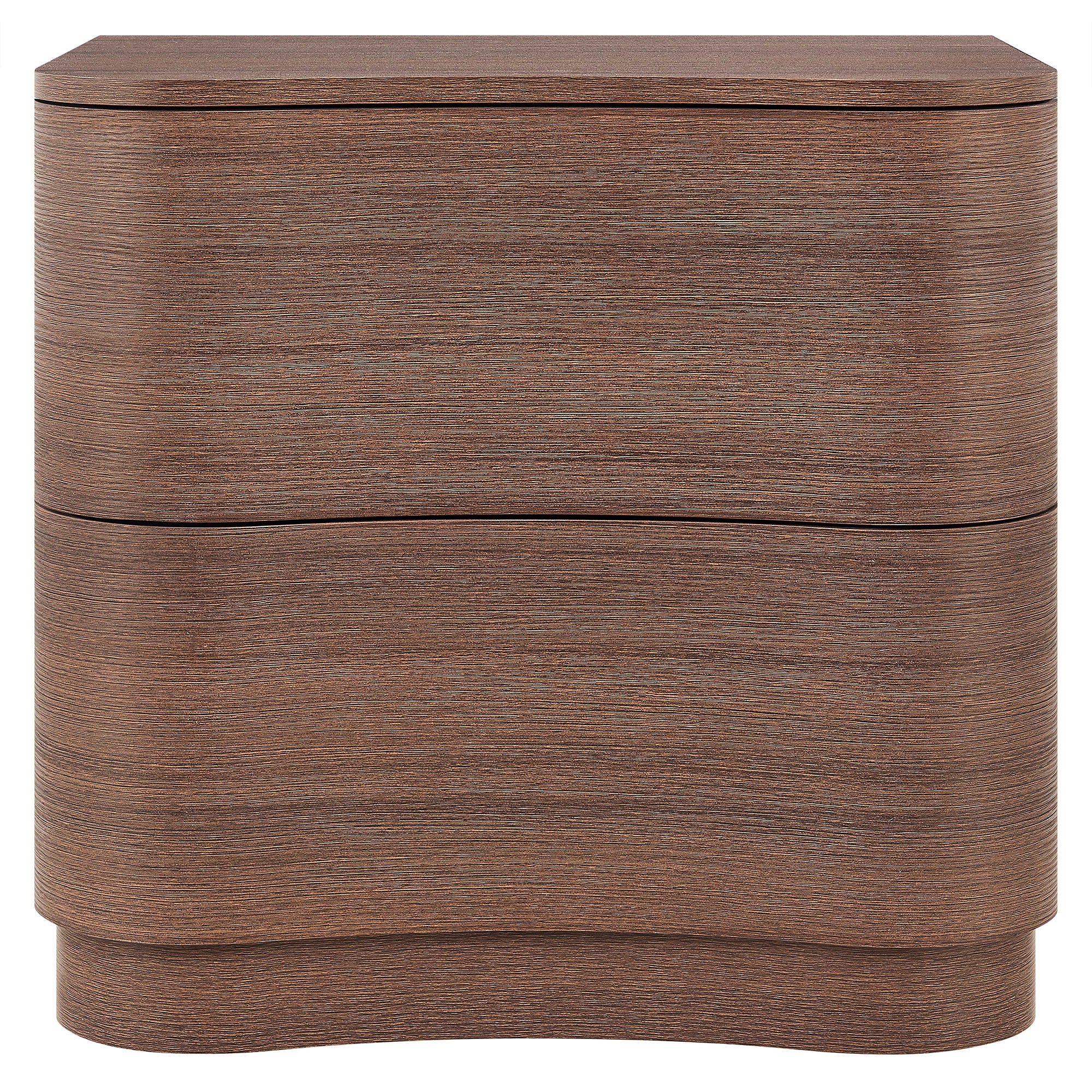 Mirae 2-Drawer Curved Nightstand - Brushed Brown Oak