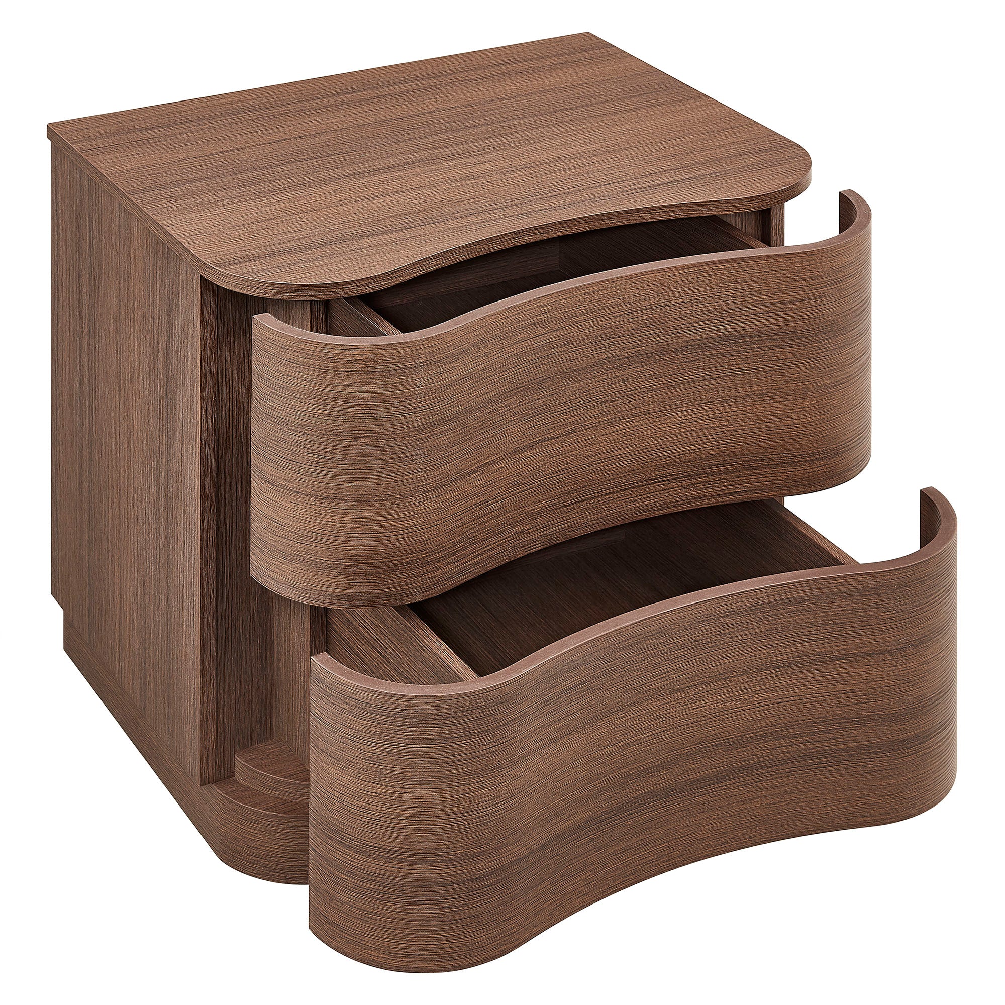 Mirae 2-Drawer Curved Nightstand - Brushed Brown Oak