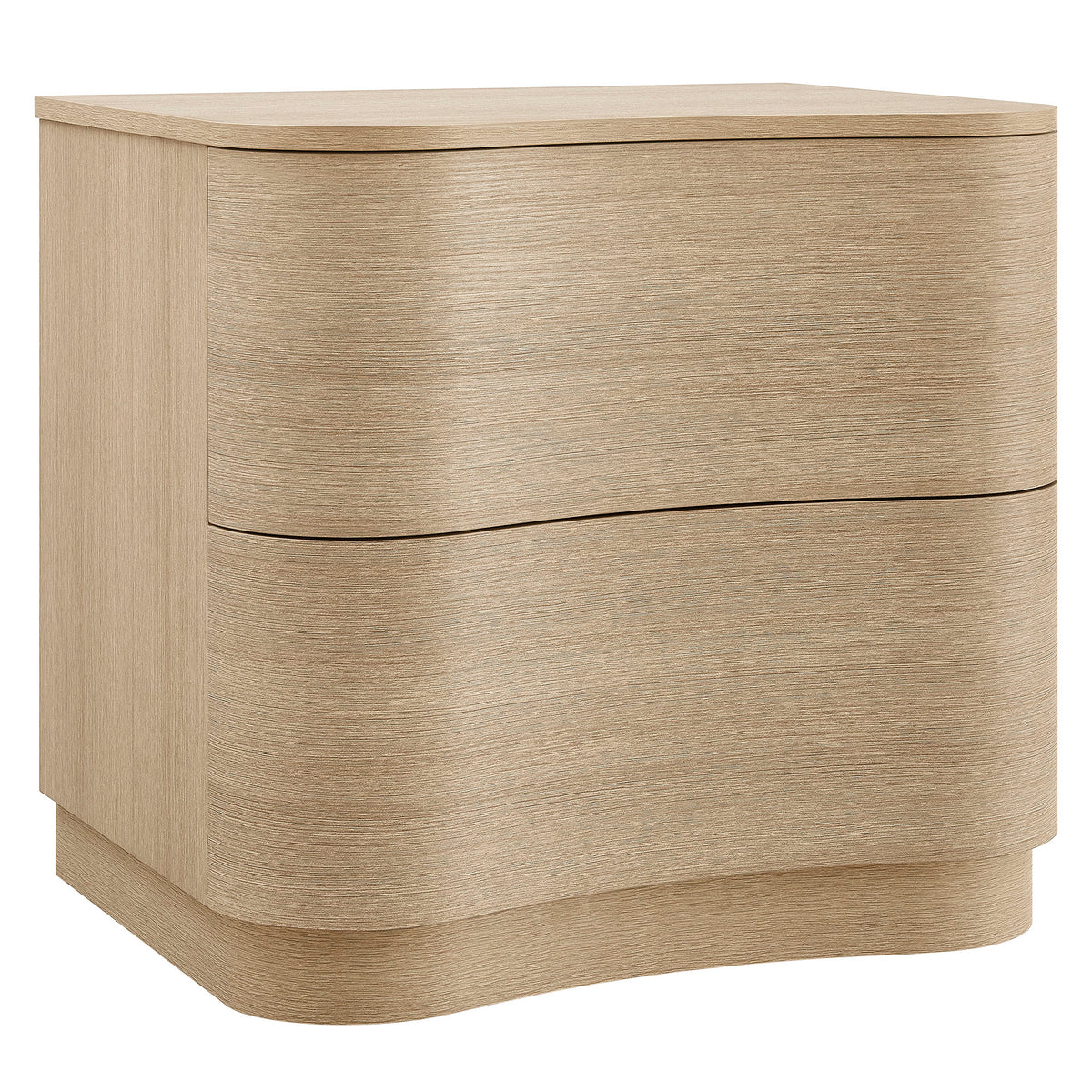Mirae 2-Drawer Curved Nightstand - Brushed Light Oak