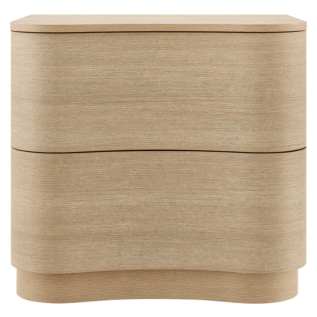 Mirae 2-Drawer Curved Nightstand - Brushed Light Oak