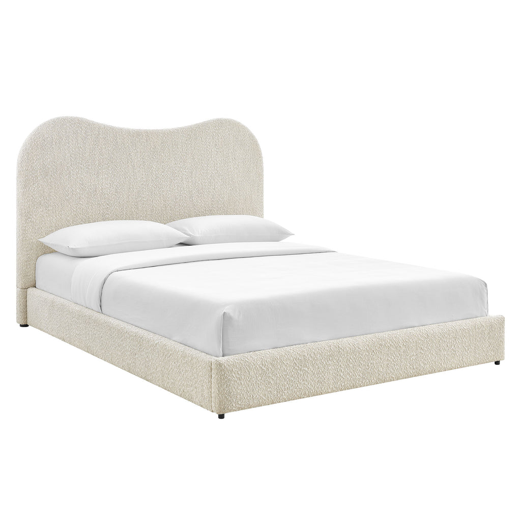 Seluna Boucle Queen Platform Bed - Pearl