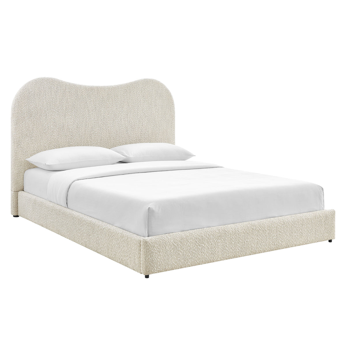Seluna Boucle Queen Platform Bed - Pearl