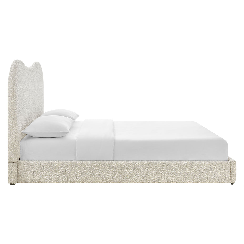 Seluna Boucle Queen Platform Bed - Pearl