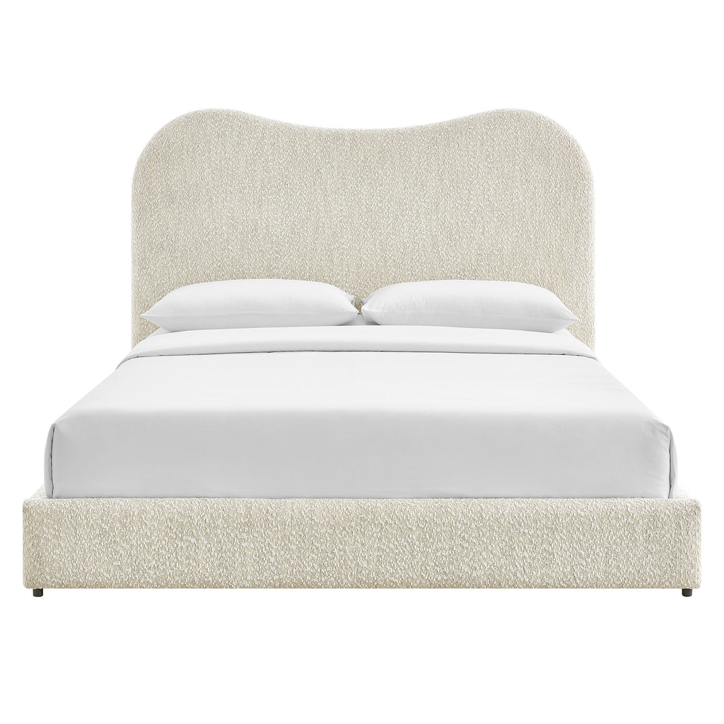 Seluna Boucle Queen Platform Bed - Pearl