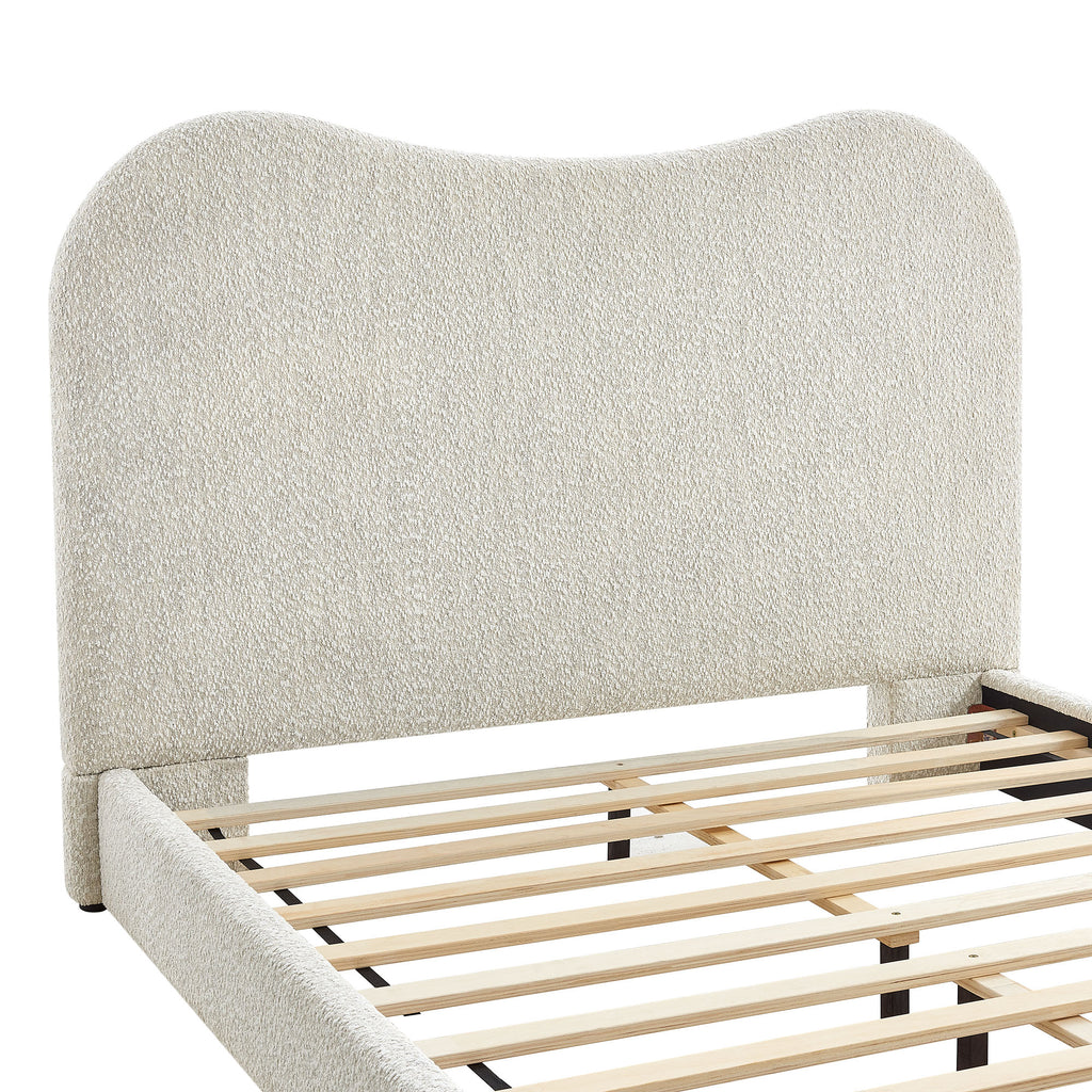 Seluna Boucle Queen Platform Bed - Pearl