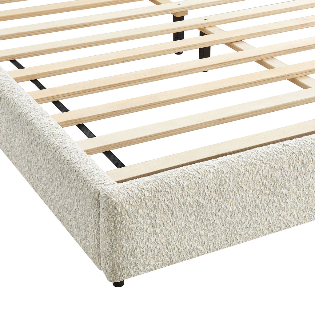 Seluna Boucle Queen Platform Bed - Pearl