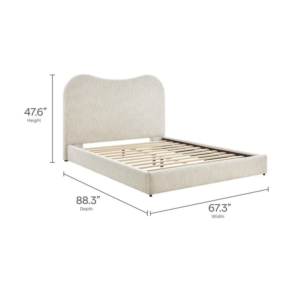 Seluna Boucle Queen Platform Bed - Pearl