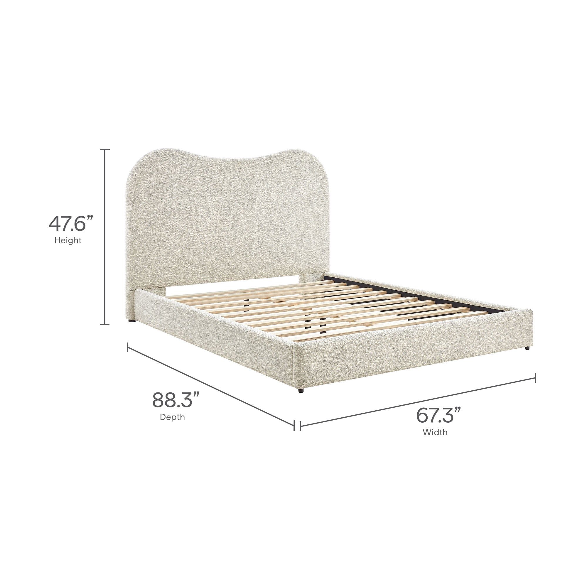 Seluna Boucle Queen Platform Bed - Pearl