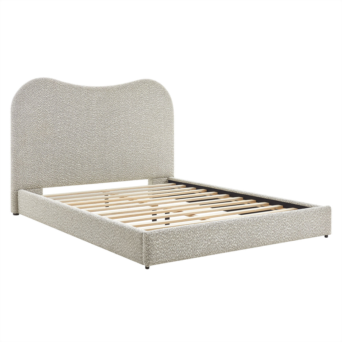 Seluna Boucle Queen Platform Bed - Rock