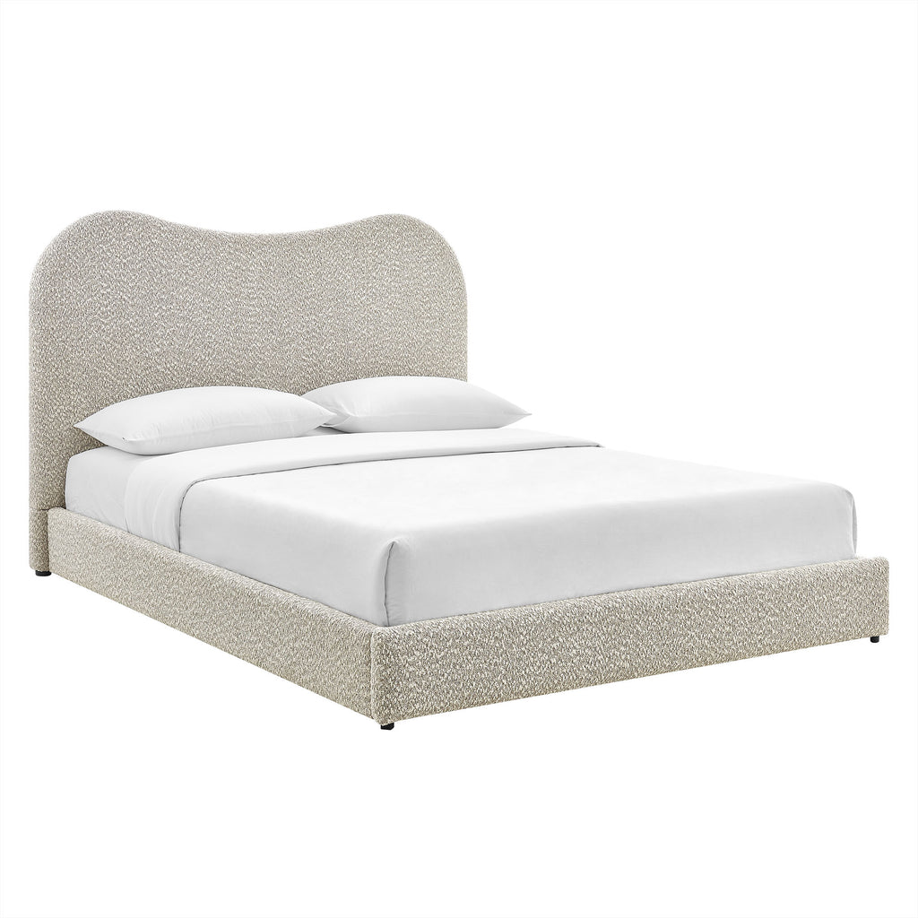 Seluna Boucle Queen Platform Bed - Rock