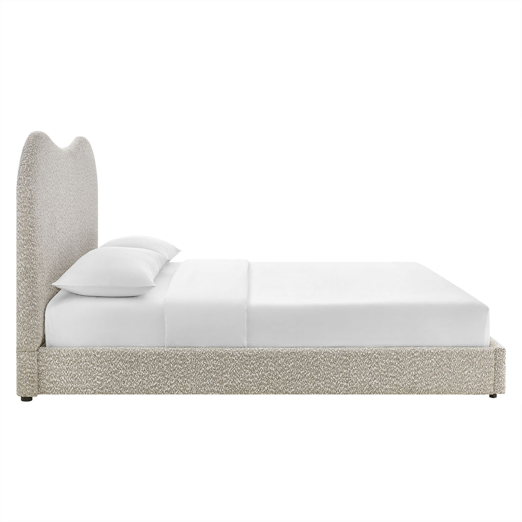 Seluna Boucle Queen Platform Bed - Rock