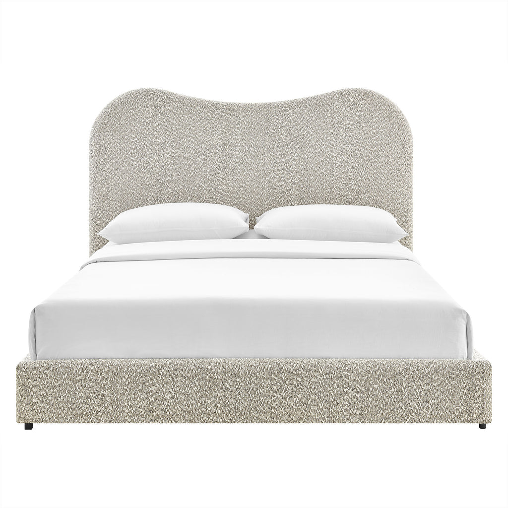 Seluna Boucle Queen Platform Bed - Rock