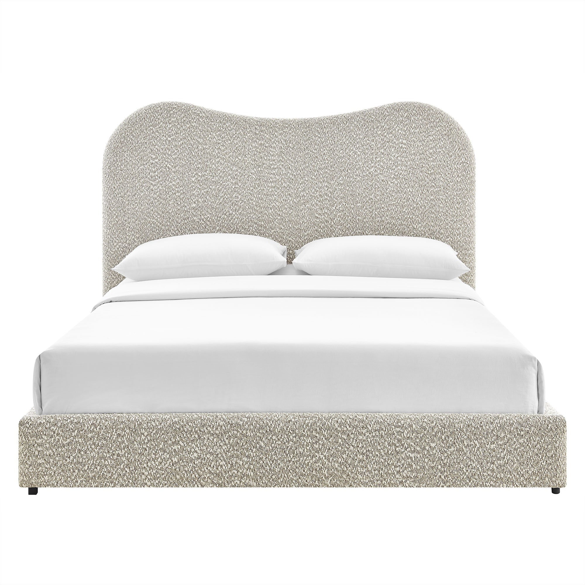 Seluna Boucle Queen Platform Bed - Rock