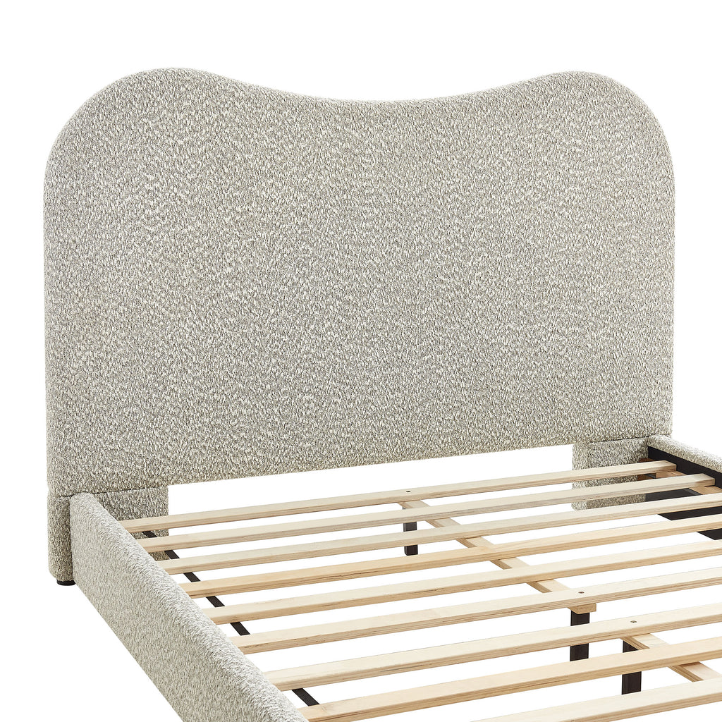 Seluna Boucle Queen Platform Bed - Rock
