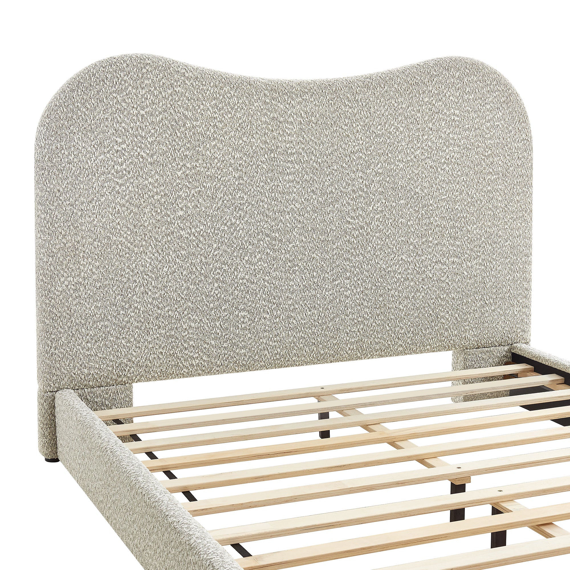 Seluna Boucle Queen Platform Bed - Rock