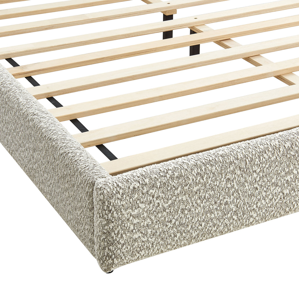 Seluna Boucle Queen Platform Bed - Rock